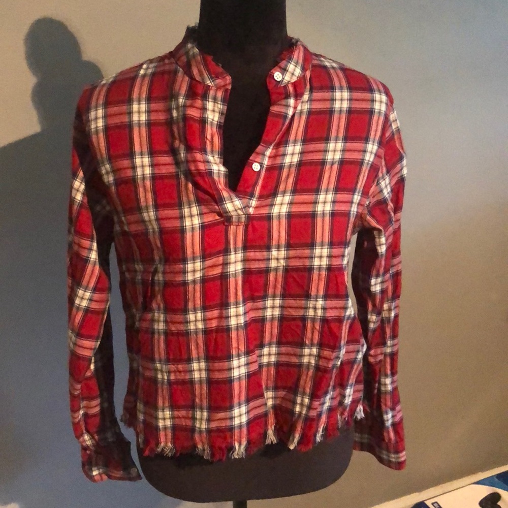 Flannel three button V-neck size medium